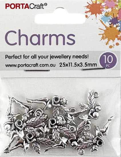 Metal Fairy Charms 10pk - Silver Colour