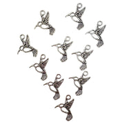 Metal Hummingbird Charms 10pk - Silver Colour