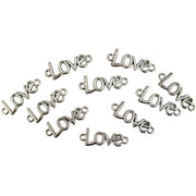 Metal Love Charms 10pk - Silver Colour