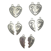 Metal Best Friend Charms 10pk - Silver Colour