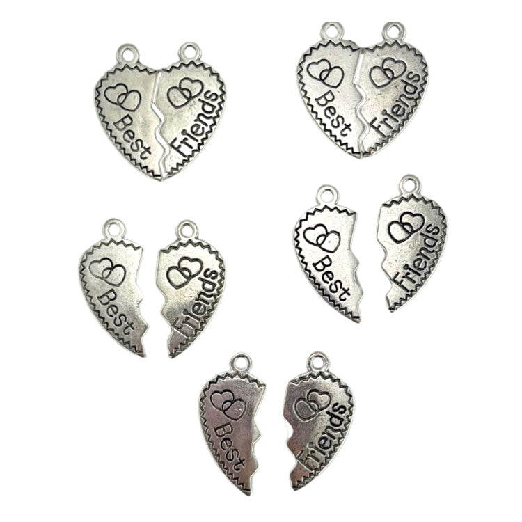 Metal Best Friend Charms 10pk - Silver Colour