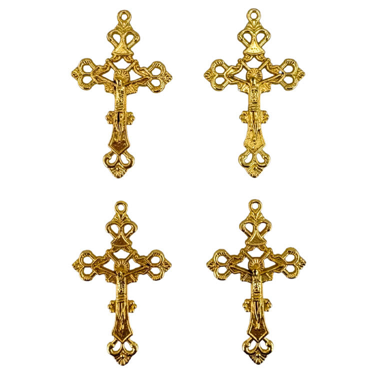Metal Cross Charms 4pk - Gold Colour