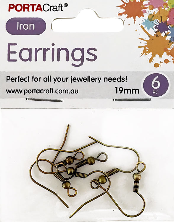 Iron Earring Hooks 19mm 6pk