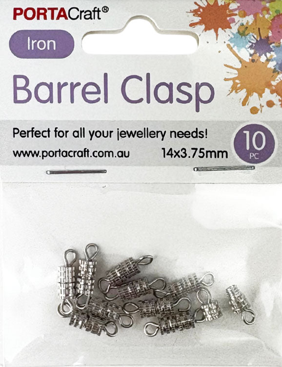 Iron Barrel Clasps 14x3.75mm 10pk