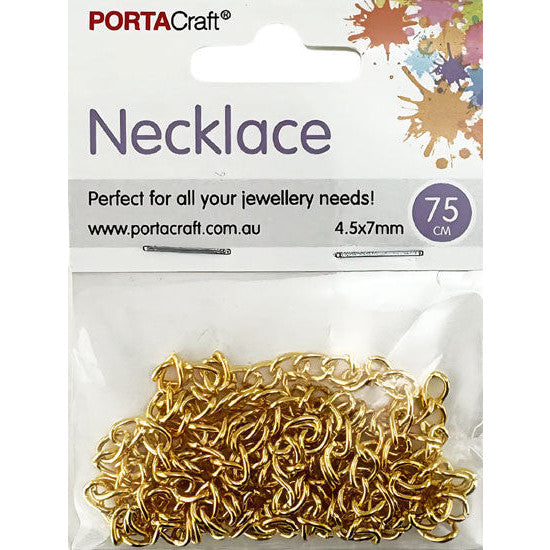 Porta Craft Gold Colour Necklace Chain 75cm 4.5x7mm