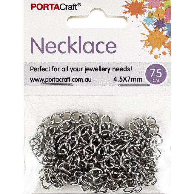 Porta Craft Silver Colour Necklace Chain 75cm 4.5x7mm