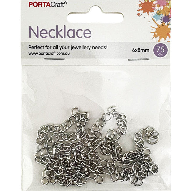 Porta Craft Silver Colour Necklace Chain 75cm 6x8mm