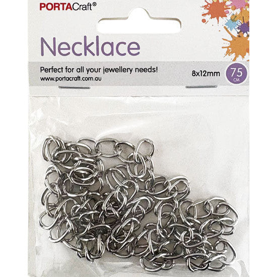 Porta Craft Silver Colour Necklace Chain 75cm 8x12mm