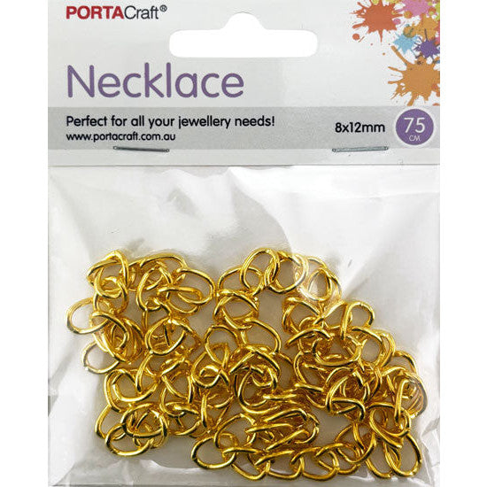 Porta Craft Gold Colour Necklace Chain 75cm 8x12mm