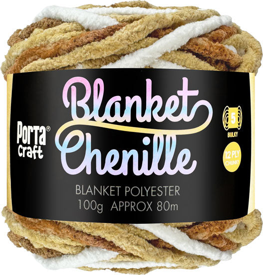 12ply Chenille Blanket Yarn Multicolour Coffee Swirl