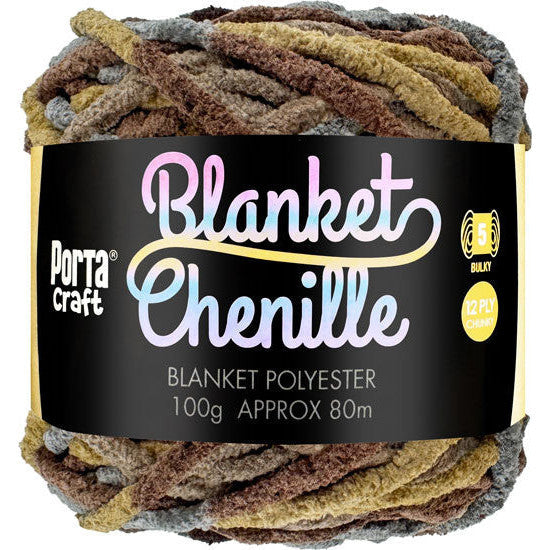 Chenille Blanket Yarn 100g 80m 12ply Multi Leatherbound