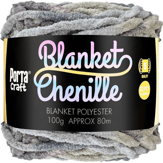 12ply Chenille Blanket Yarn Multicolour Granite