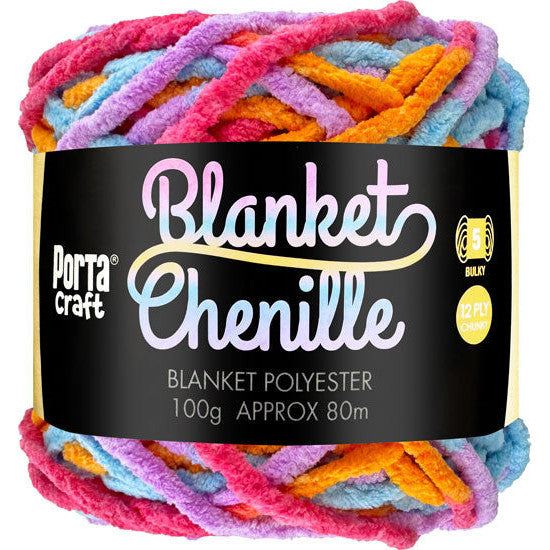 12ply Chenille Blanket Yarn Multicolour Pixie Coral