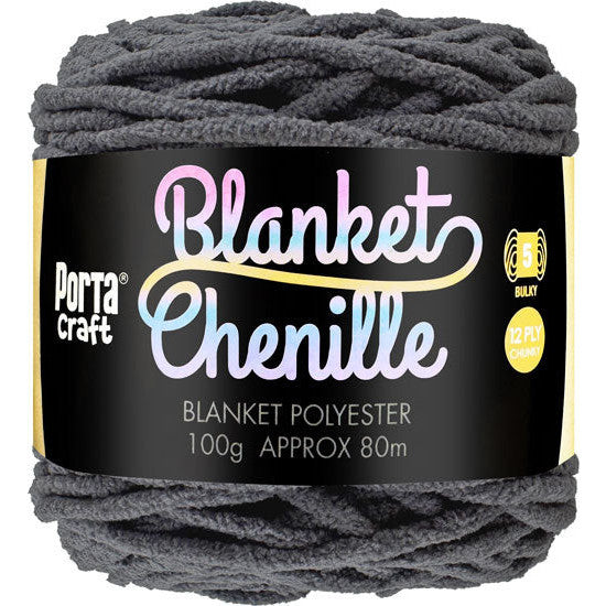 12ply Chenille Blanket Yarn Solid Colour Dark Grey