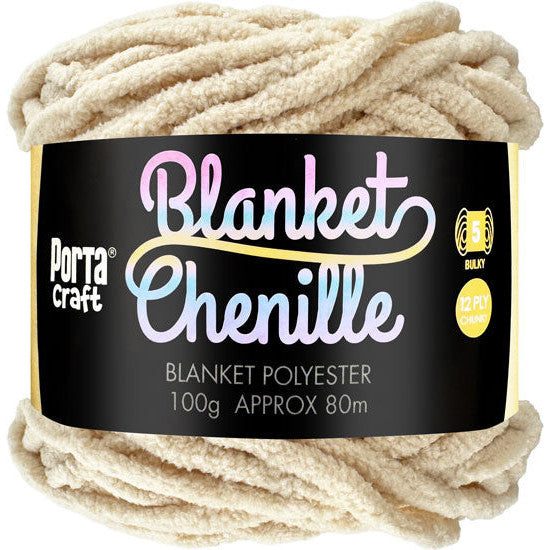12ply Chenille Blanket Yarn Solid Colour Flat White