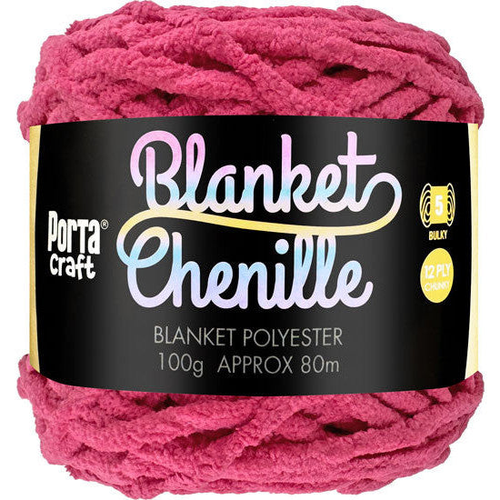 12ply Chenille Blanket Yarn Solid Colour Fuchsia