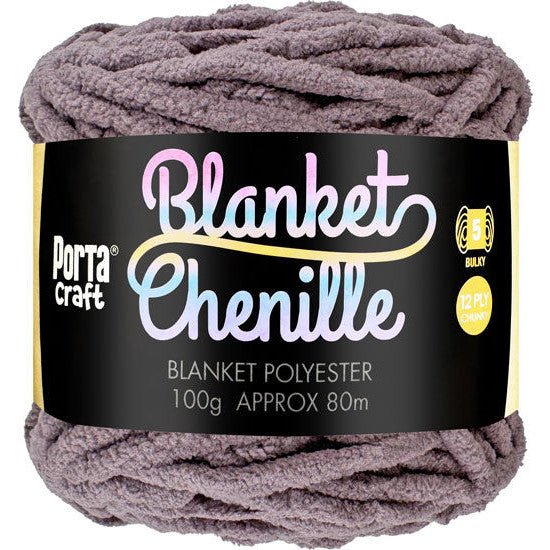 12ply Chenille Blanket Yarn Solid Colour Aubergine