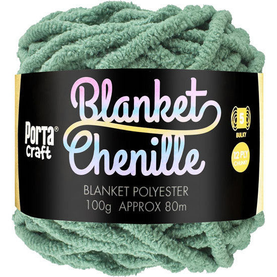 12ply Chenille Blanket Yarn Solid Colour Eucalyptus