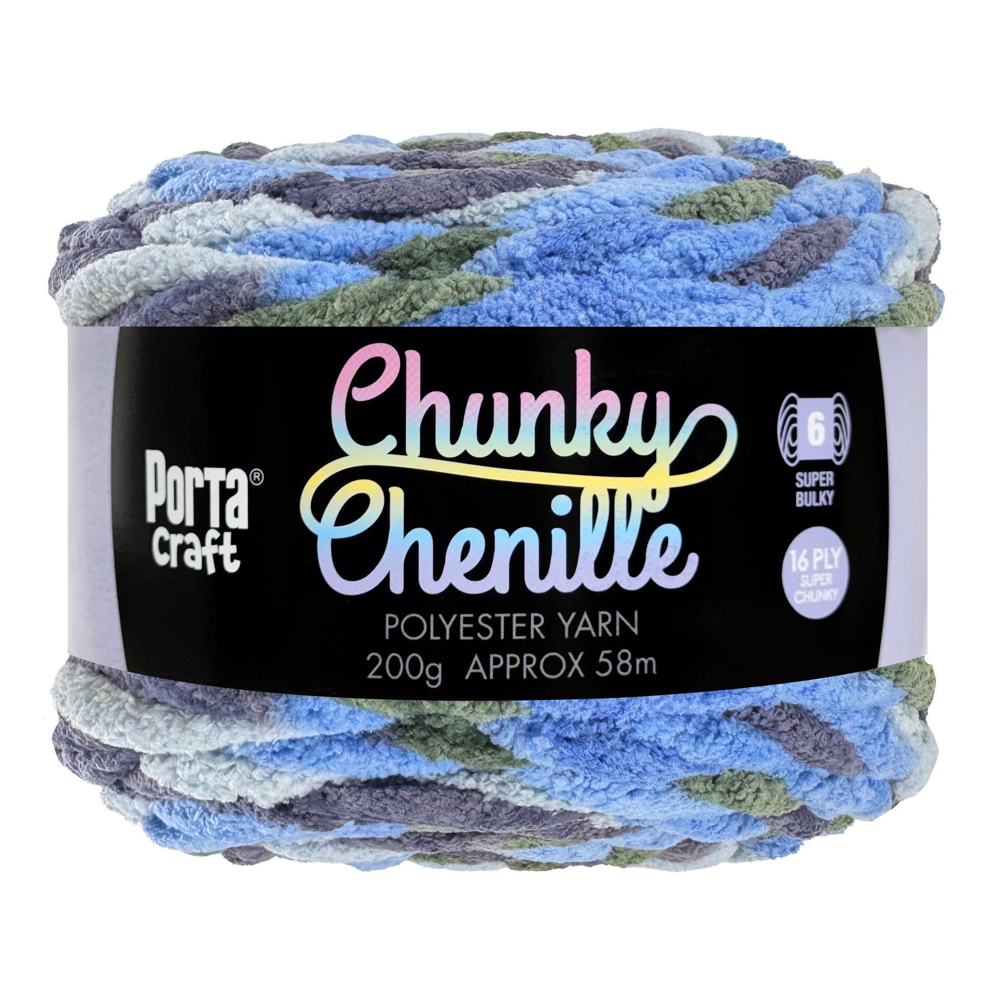 Porta Craft Chunky Chenille Yarn 200g 16ply 58m Dolphin
