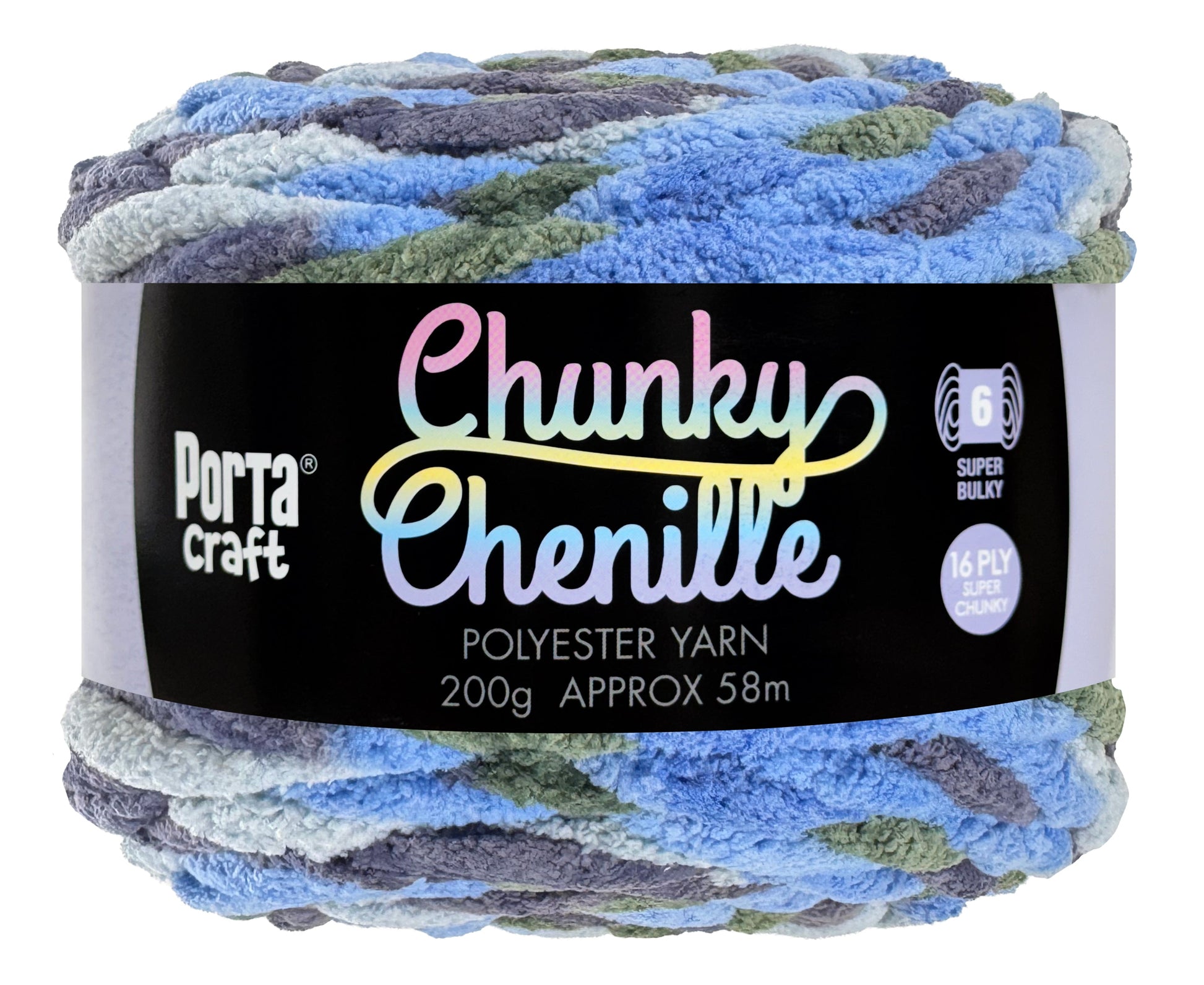 Porta Craft Chunky Chenille Yarn 200g 16ply 58m Dolphin