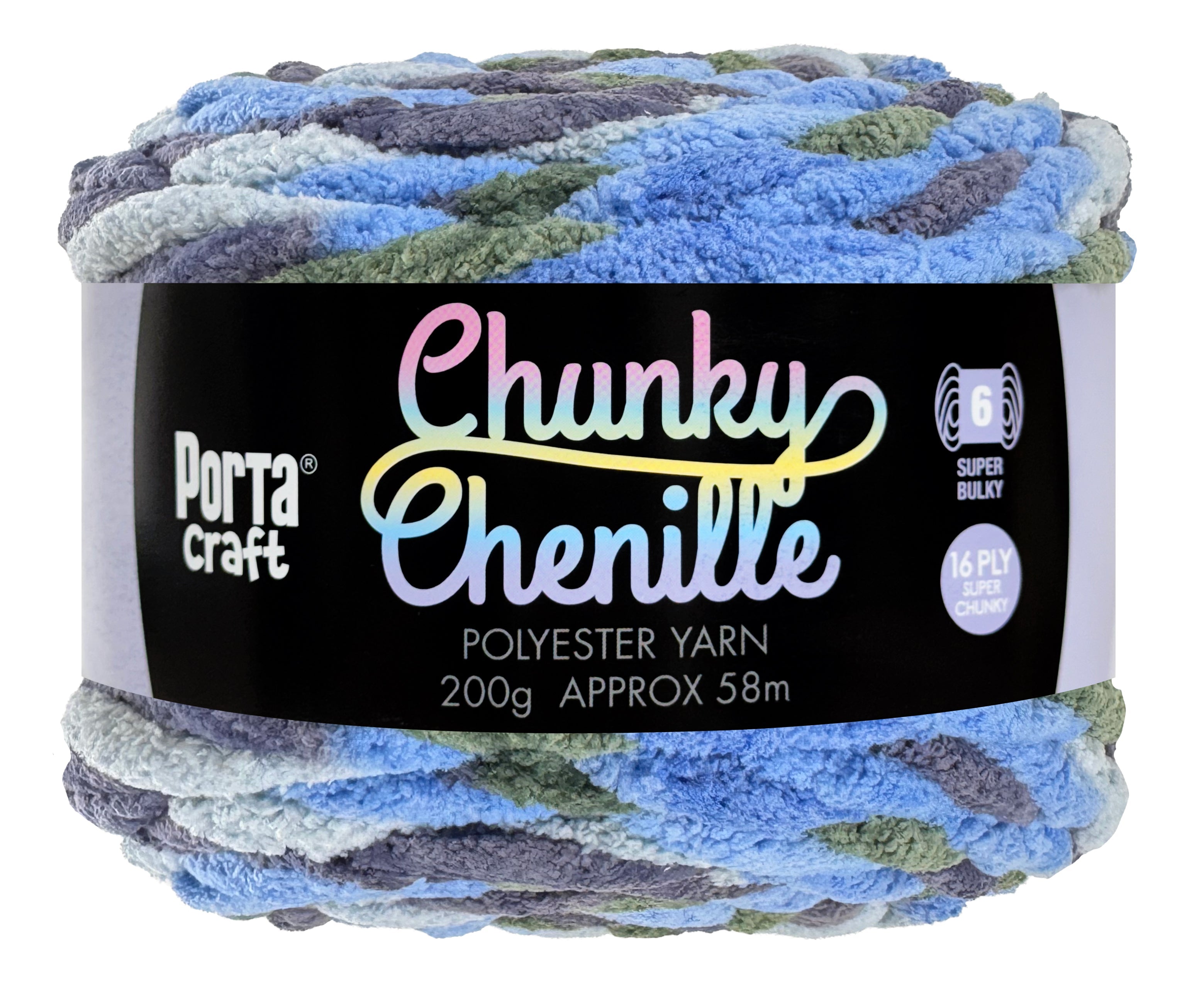 Porta Craft Chunky Chenille Yarn 200g 16ply 58m Dolphin