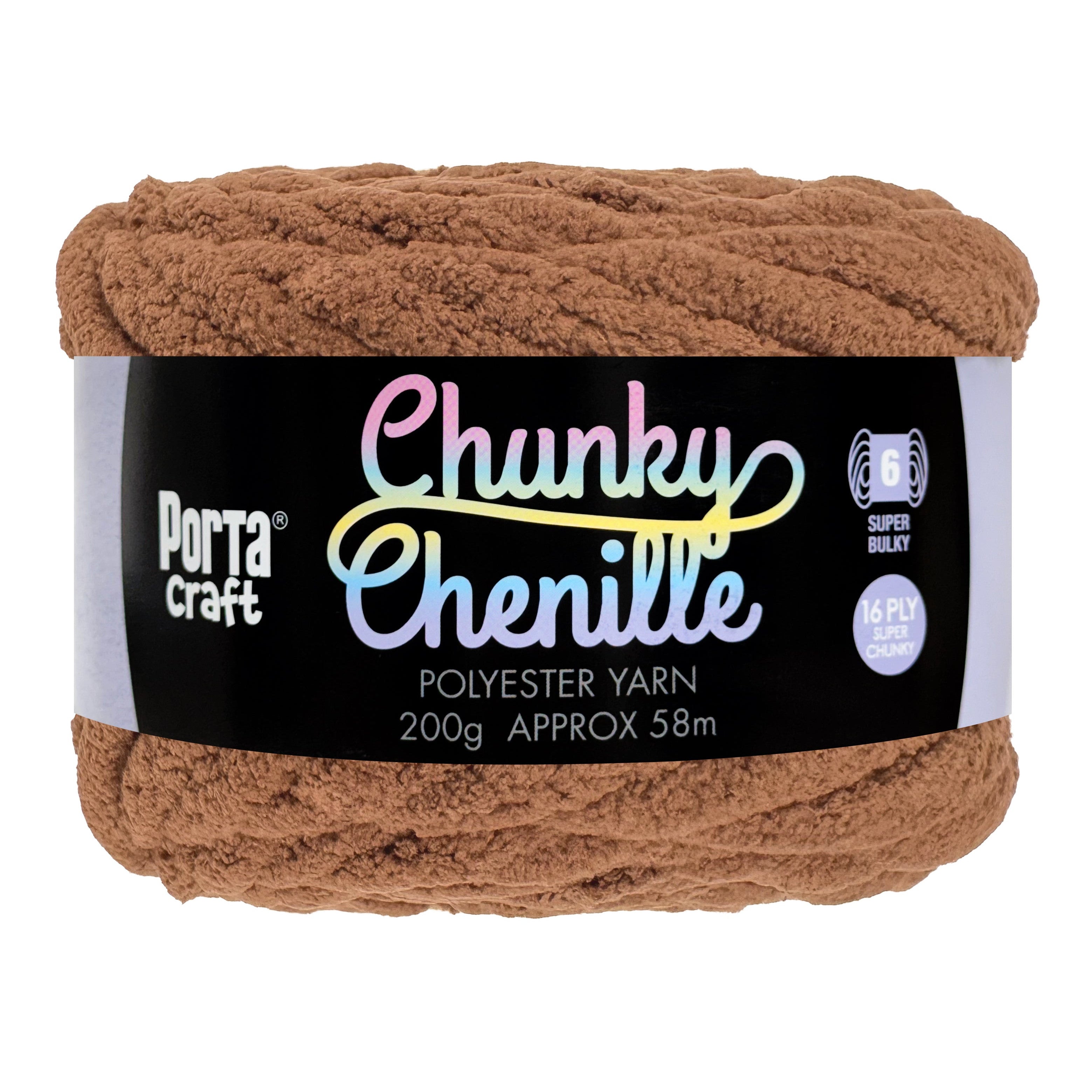 Porta Craft Chunky Chenille Yarn 200g 16ply 58m Teddy Bear