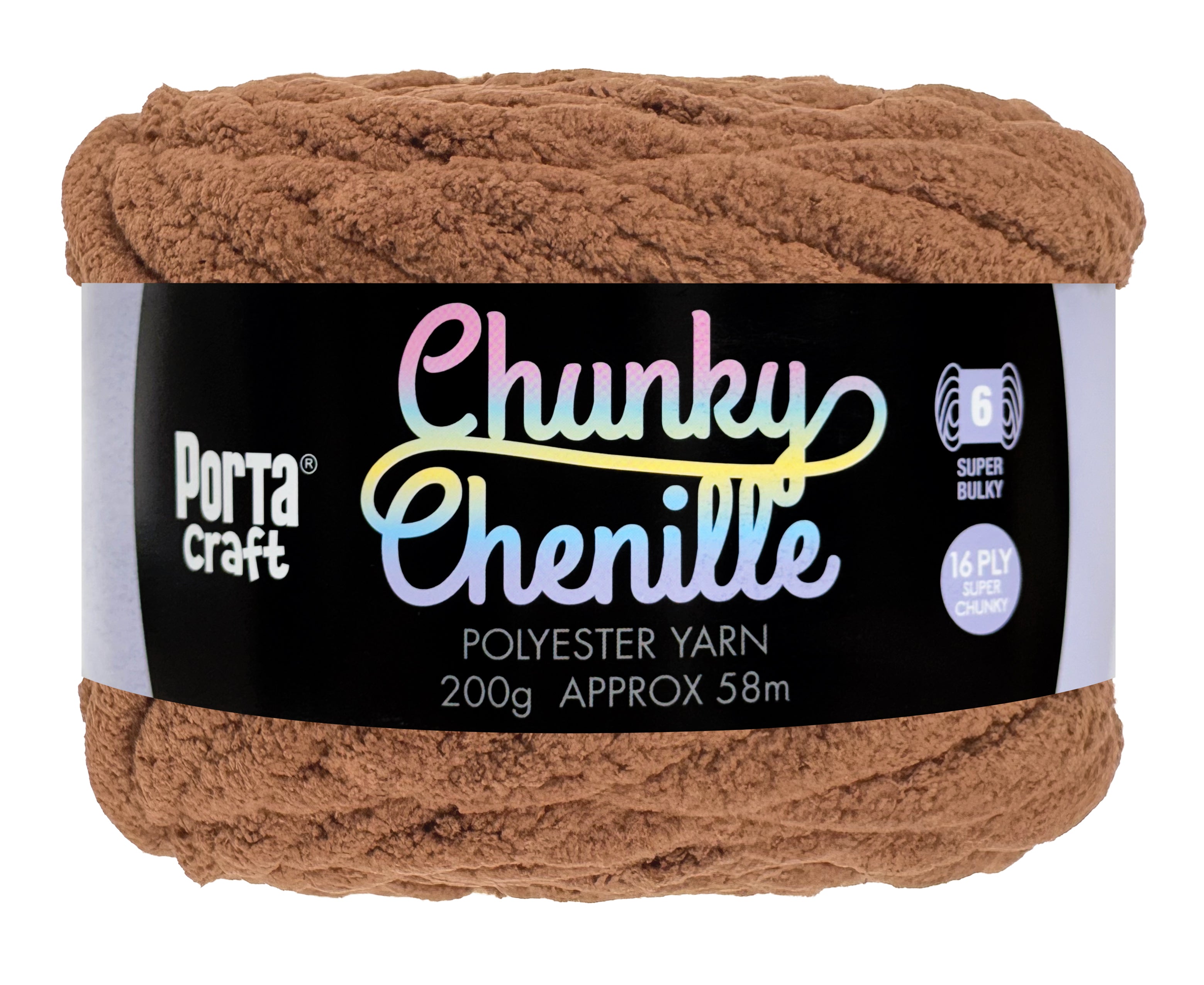 Porta Craft Chunky Chenille Yarn 200g 16ply 58m Teddy Bear