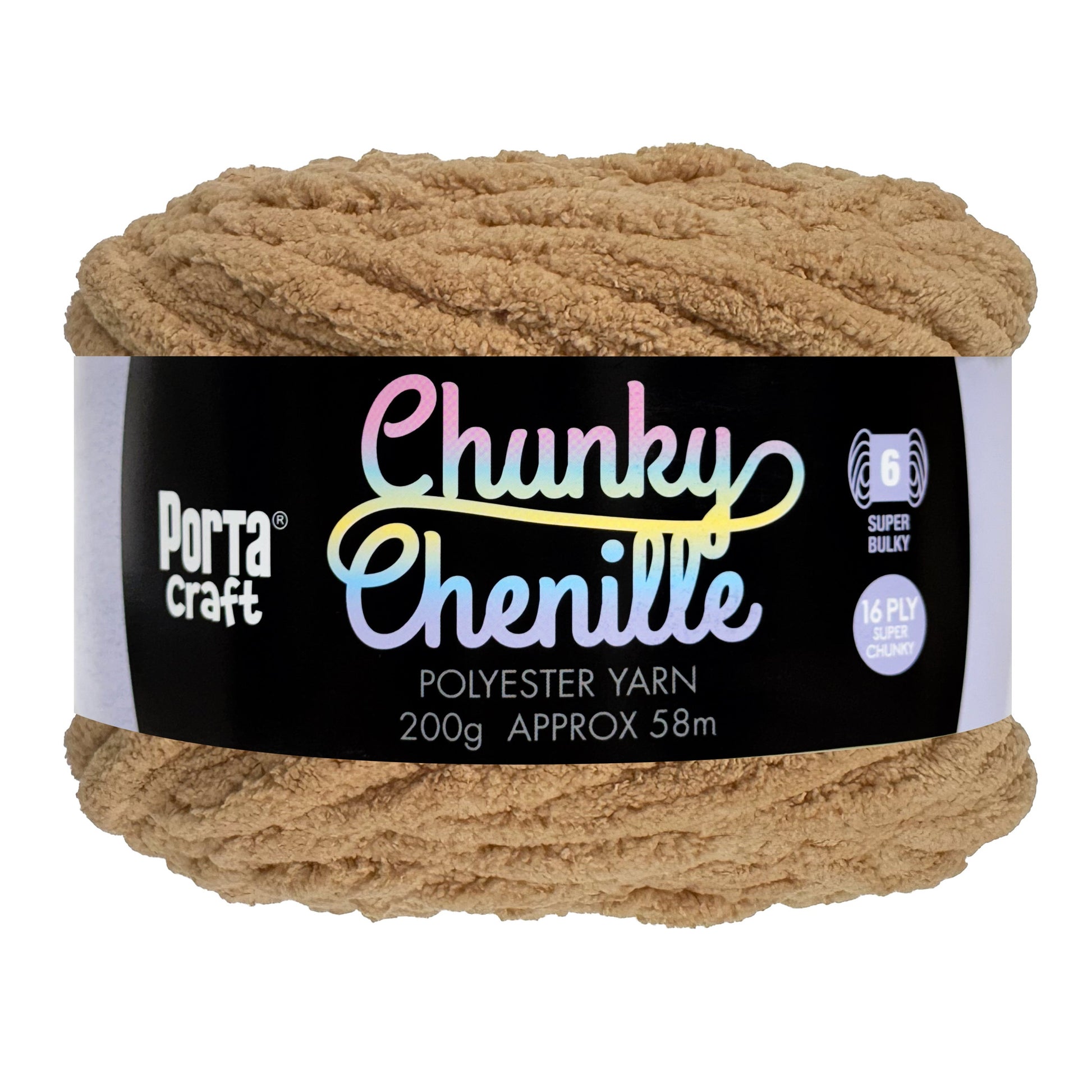 Porta Craft Chunky Chenille Yarn 200g 16ply 58m Latte