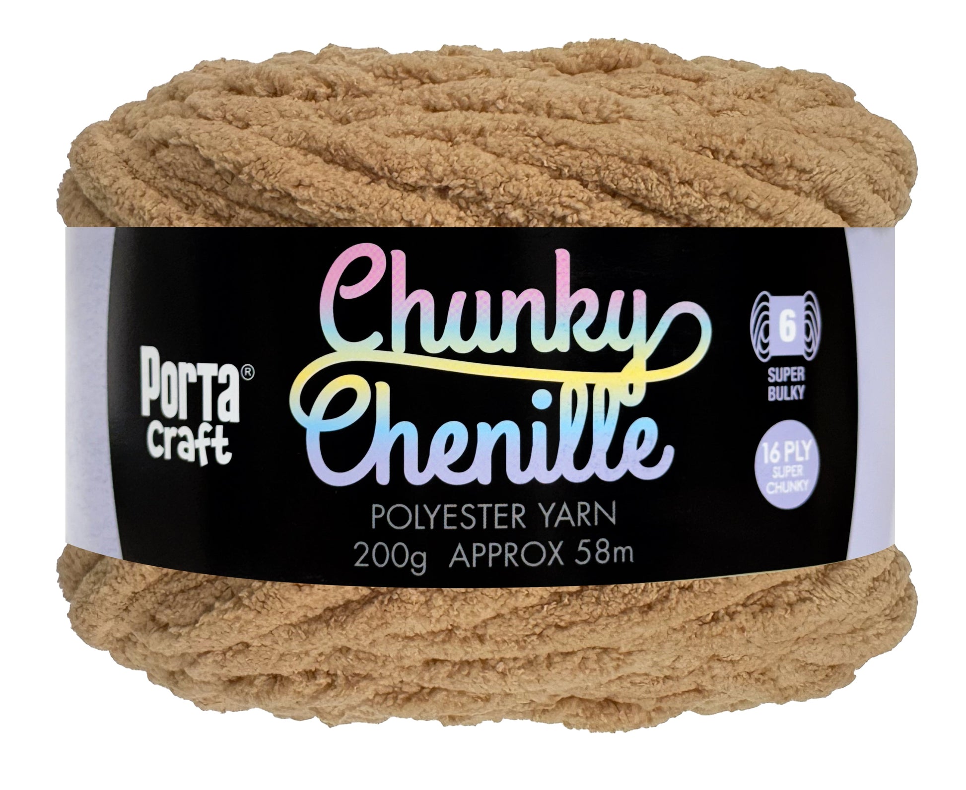 Porta Craft Chunky Chenille Yarn 200g 16ply 58m Latte