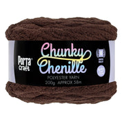 Porta Craft Chunky Chenille Yarn 200g 16ply 58m Chocolate