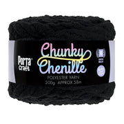 Porta Craft Chunky Chenille Yarn 200g 16ply 58m Black