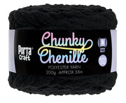 Porta Craft Chunky Chenille Yarn 200g 16ply 58m Black