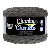 Porta Craft Chunky Chenille Yarn 200g 16ply 58m Dark Grey