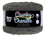 Porta Craft Chunky Chenille Yarn 200g 16ply 58m Dark Grey