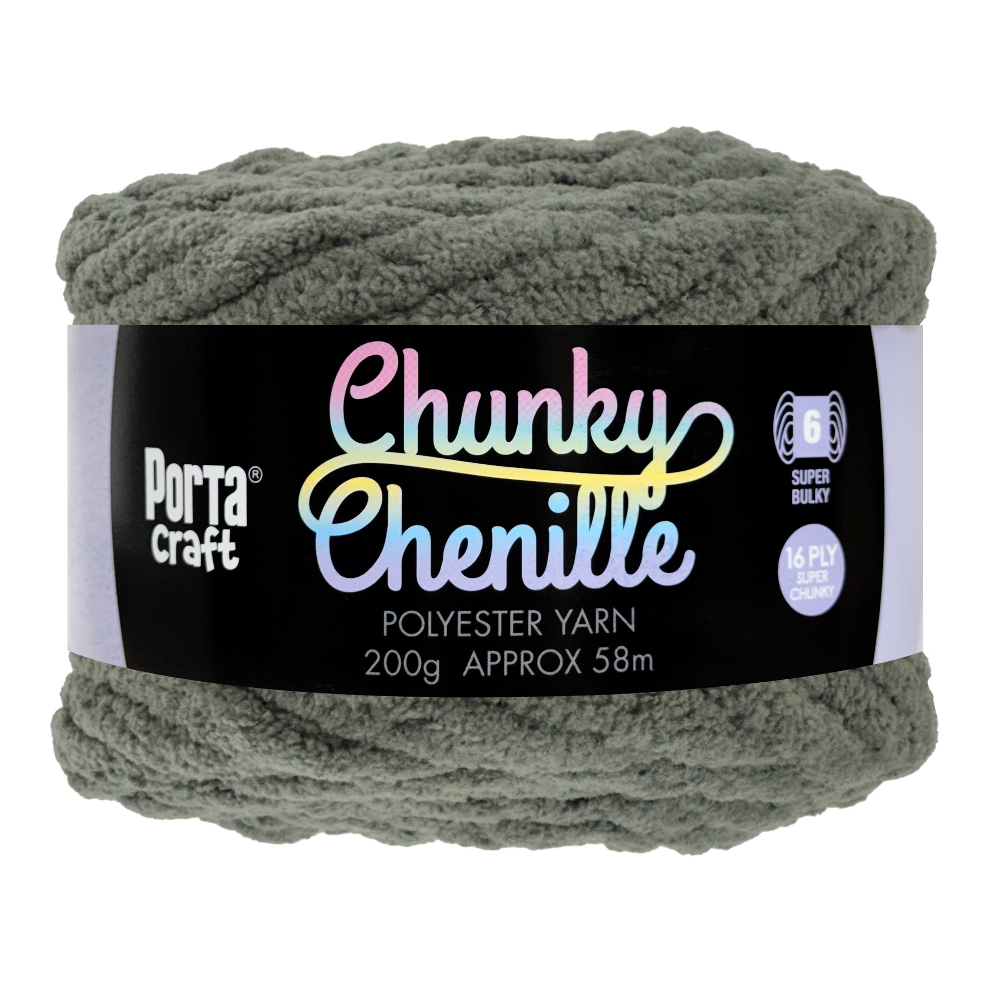 Porta Craft Chunky Chenille Yarn 200g 16ply 58m Dove Grey