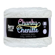 Porta Craft Chunky Chenille Yarn 200g 16ply 58m Pure White