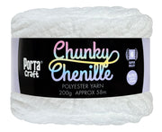 Porta Craft Chunky Chenille Yarn 200g 16ply 58m Pure White