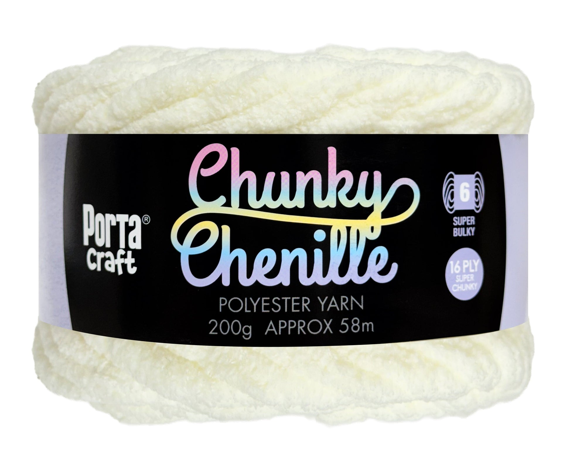 Porta Craft Chunky Chenille Yarn 200g 16ply 58m Cream
