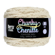 Porta Craft Chunky Chenille Yarn 200g 16ply 58m Ivory