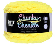 Porta Craft Chunky Chenille Yarn 200g 16ply 58m Lemon
