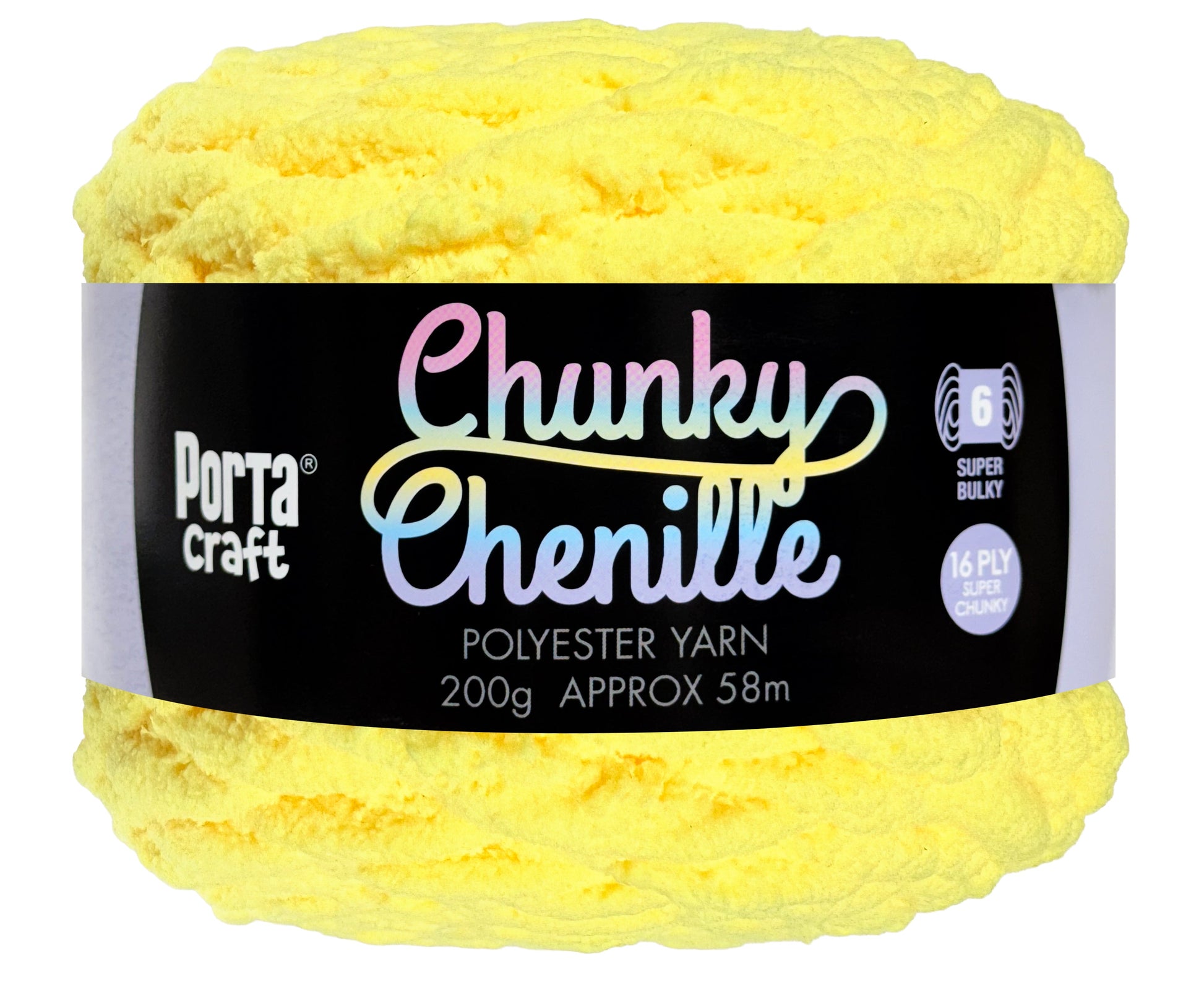 Porta Craft Chunky Chenille Yarn 200g 16ply 58m Lemon