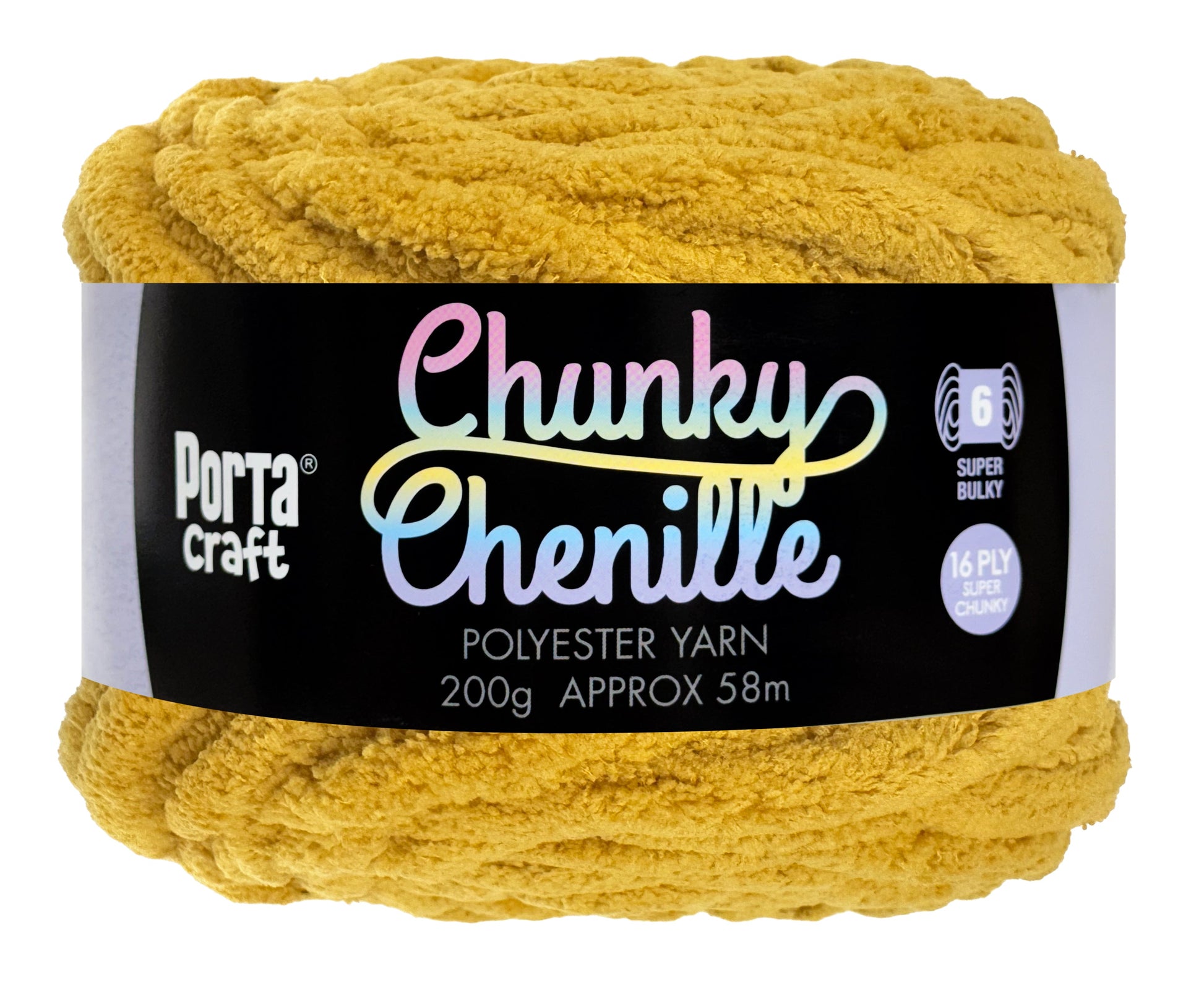 Porta Craft Chunky Chenille Yarn 200g 16ply 58m Mustard