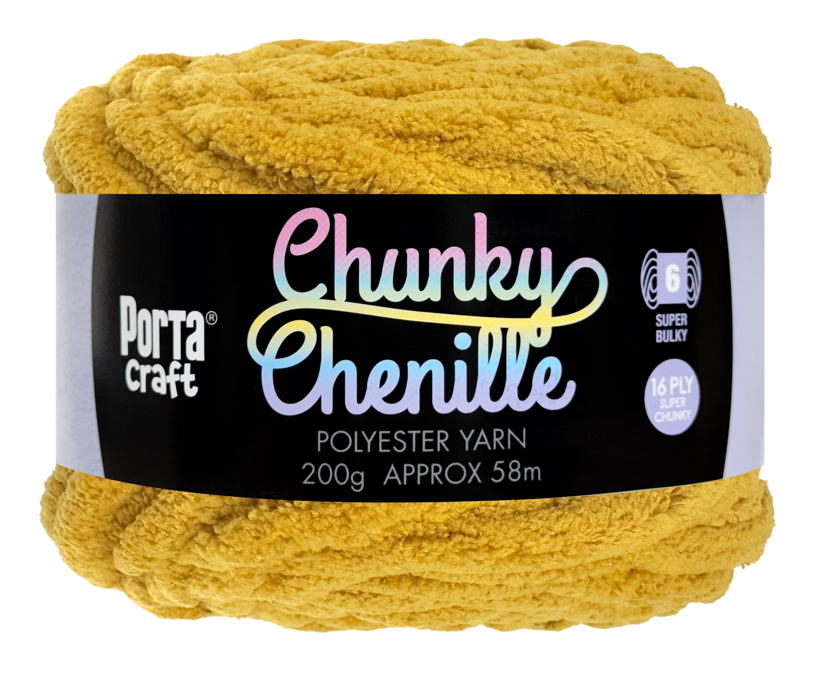 Porta Craft Chunky Chenille Yarn 200g 16ply 58m Mustard