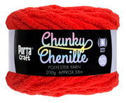 Porta Craft Chunky Chenille Yarn 200g 16ply 58m Red