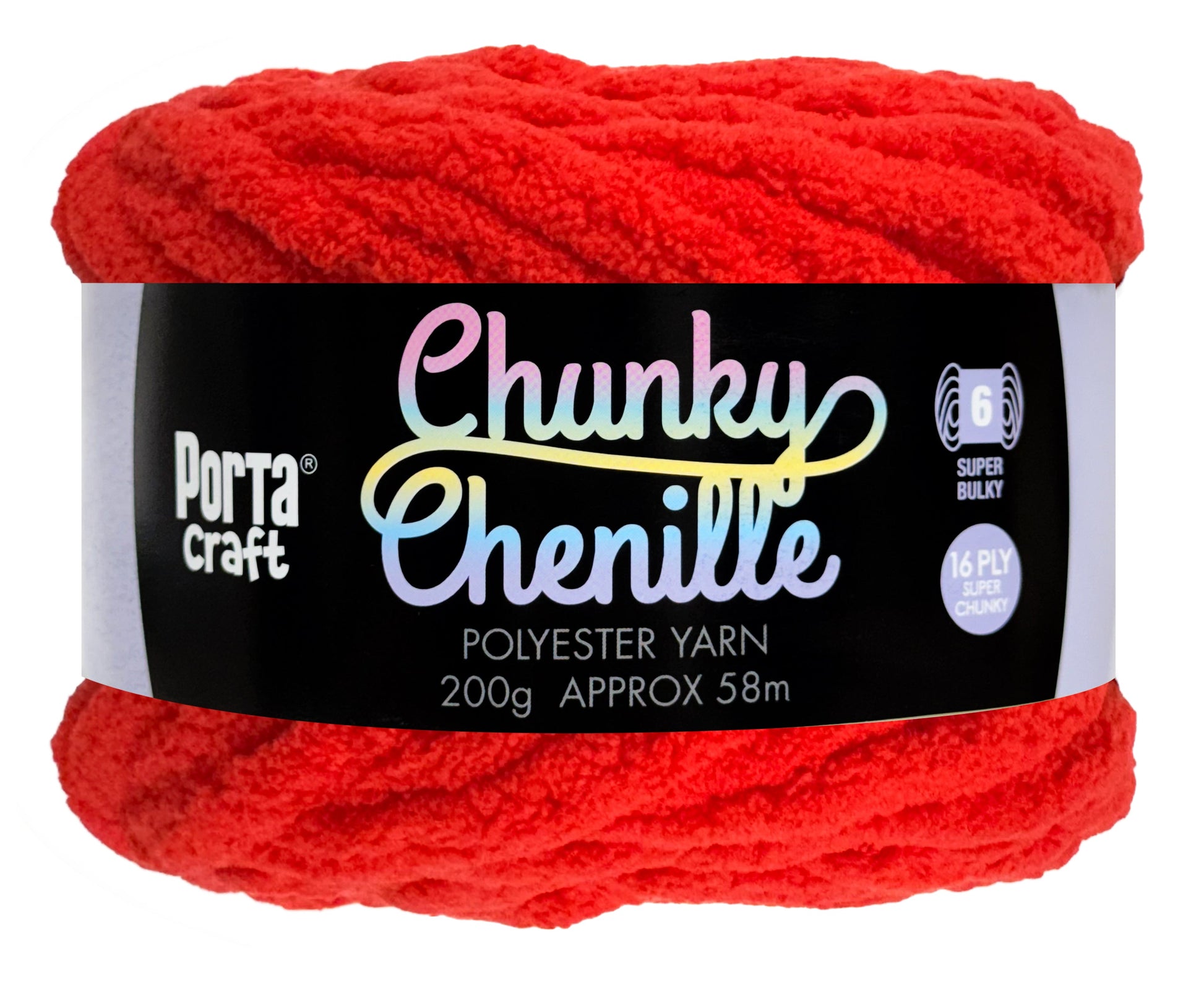 Porta Craft Chunky Chenille Yarn 200g 16ply 58m Red