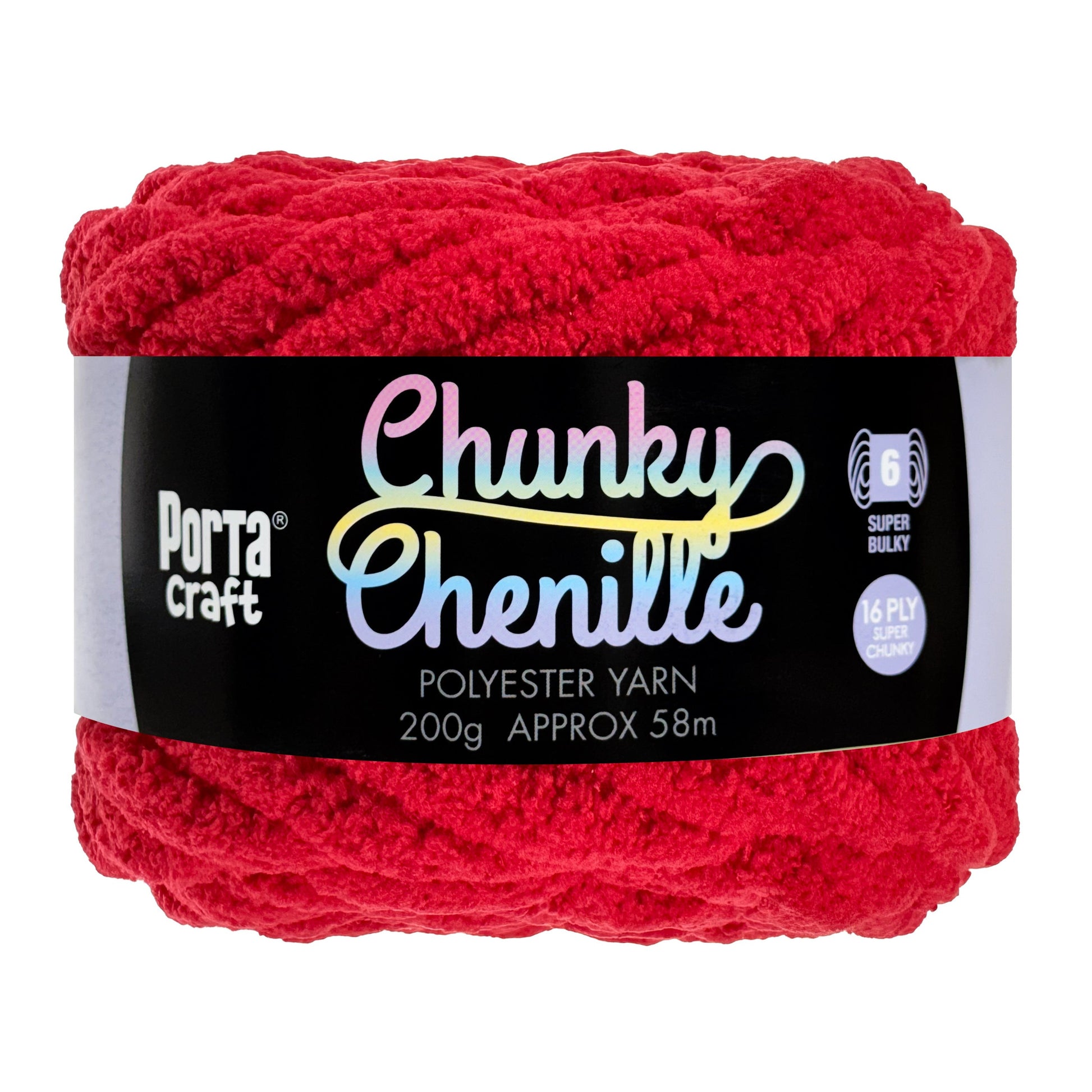 Porta Craft Chunky Chenille Yarn 200g 16ply 58m Crimson