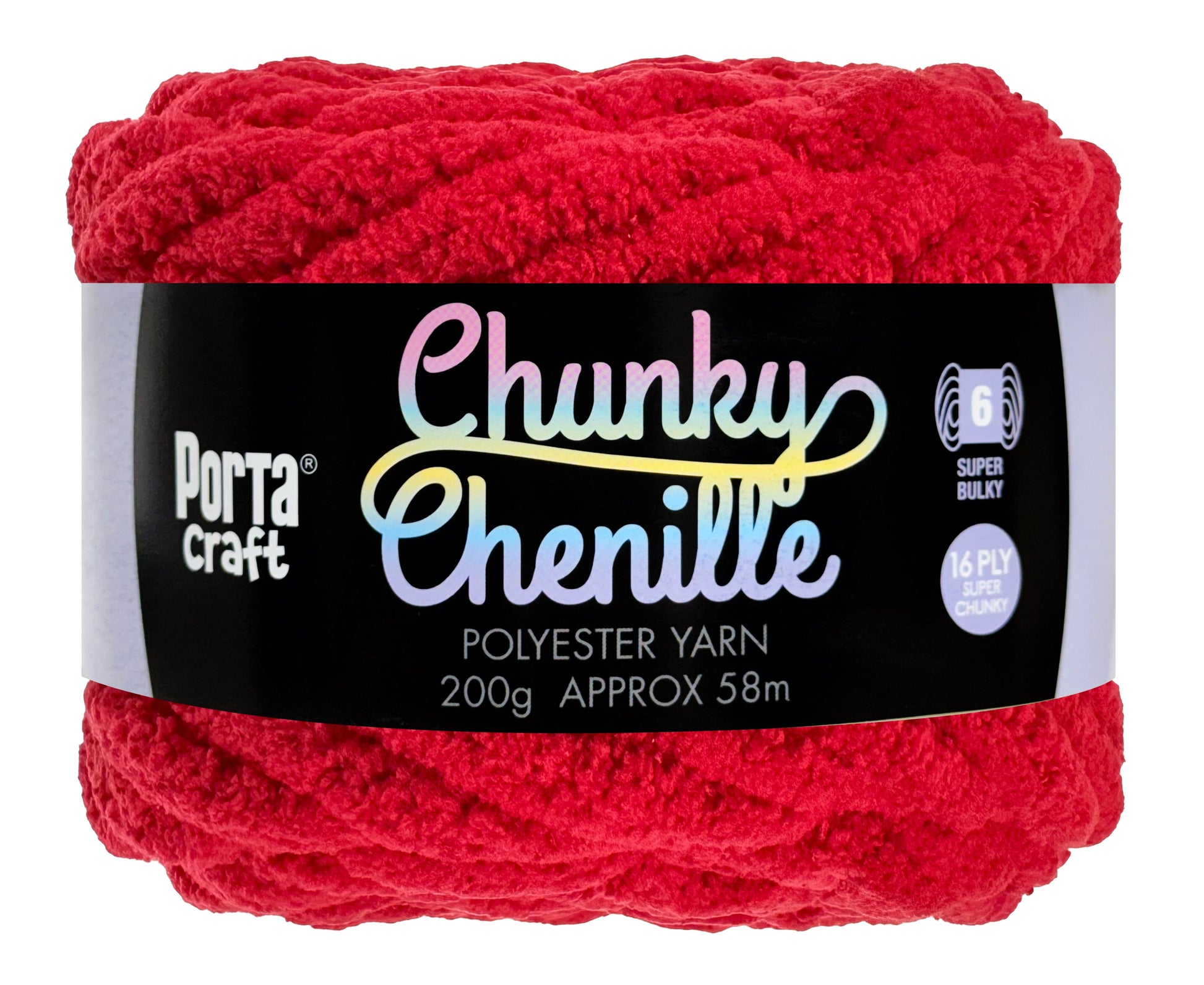 Porta Craft Chunky Chenille Yarn 200g 16ply 58m Crimson