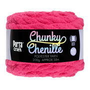 Porta Craft Chunky Chenille Yarn 200g 16ply 58m Hot Pink
