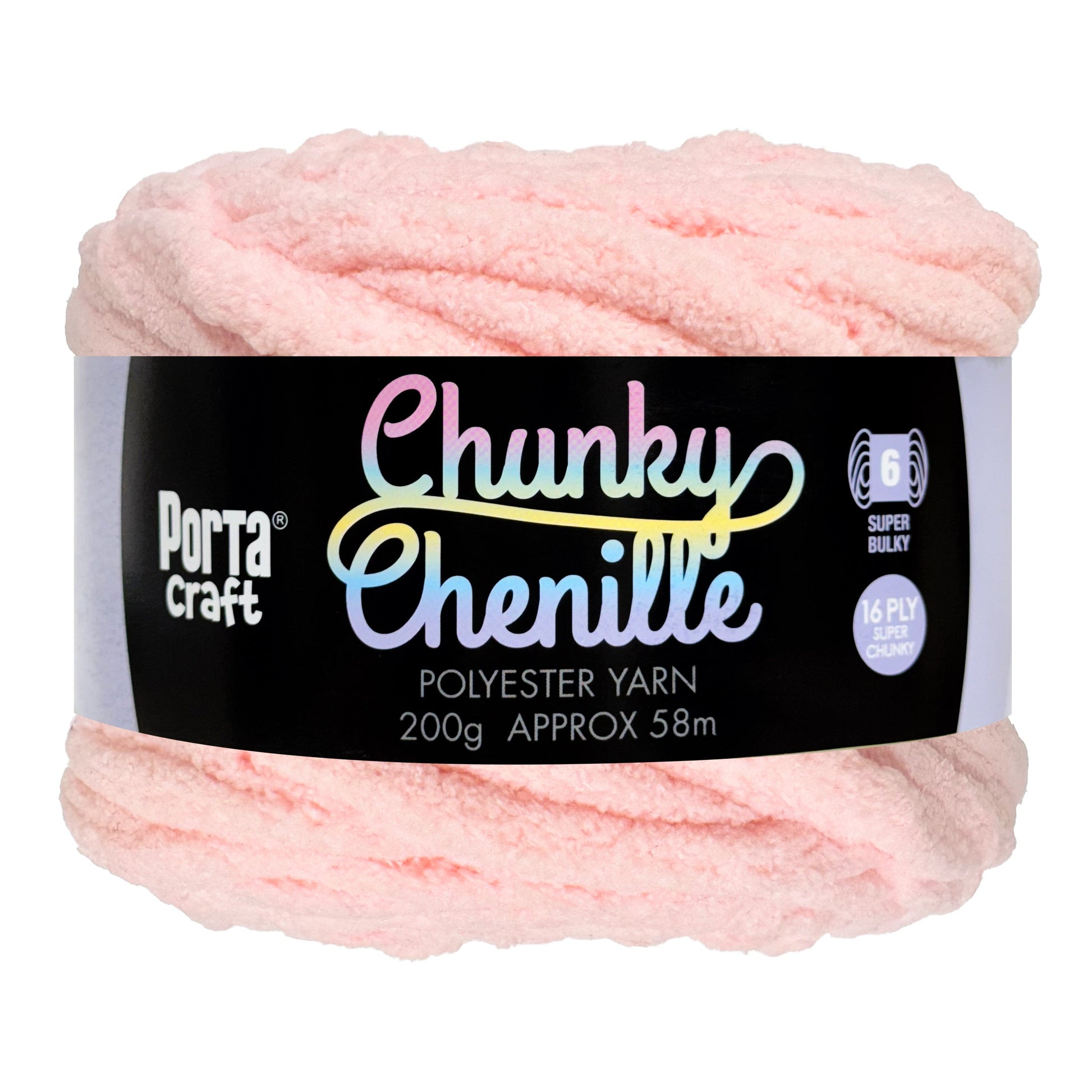 Porta Craft Chunky Chenille Yarn 200g 16ply 58m Baby Pink