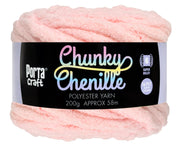 Porta Craft Chunky Chenille Yarn 200g 16ply 58m Baby Pink